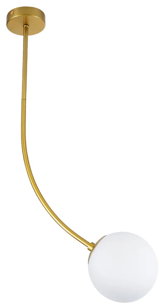 GloboStar DRIZZLE 00921 Μοντέρνο Φωτιστικό Οροφής Μονόφωτο Χρυσό 100cm με Λευκό Ματ Γυαλί Φ15 x Y100cm