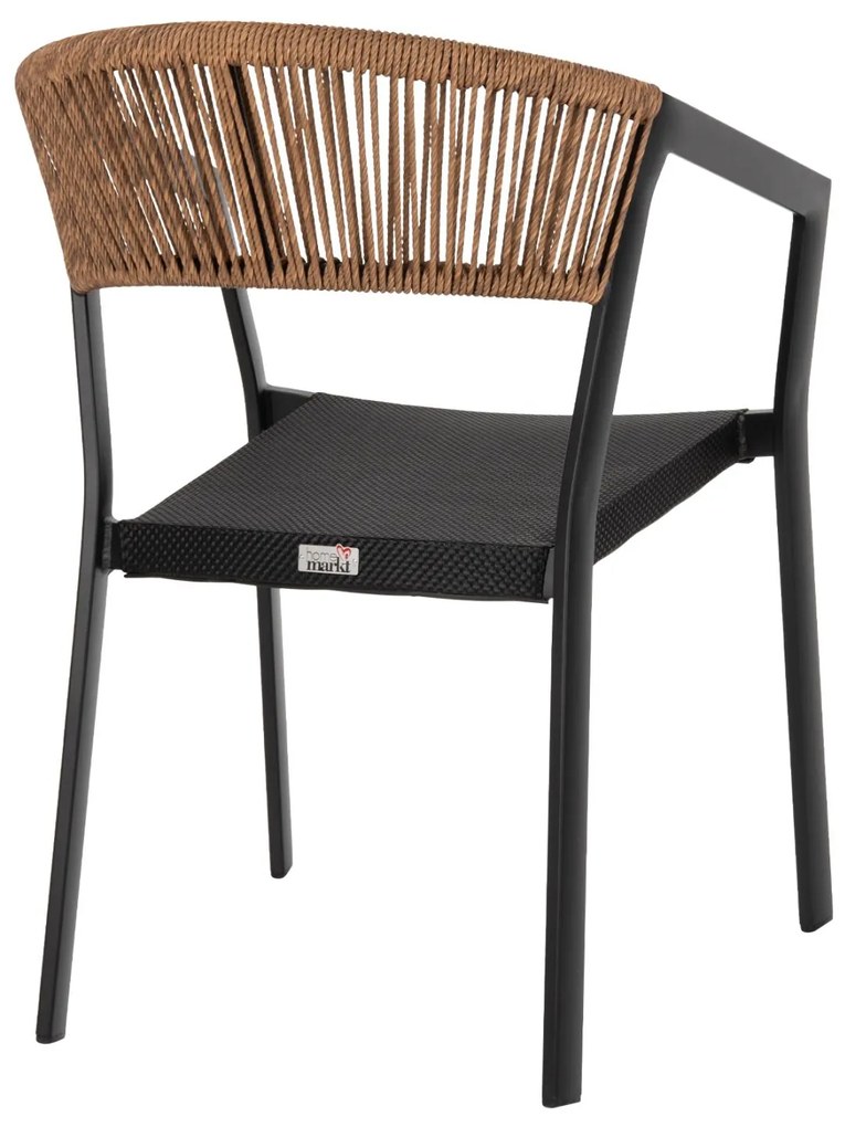 Καρέκλα - Πολυθρόνα MIRI C5891.05 Αλουμινίου Σκελετός - Textline Μαύρο και Rattan Μπέζ 57,5x59x81,5Y εκ. 57.5x59x81.5 εκ.