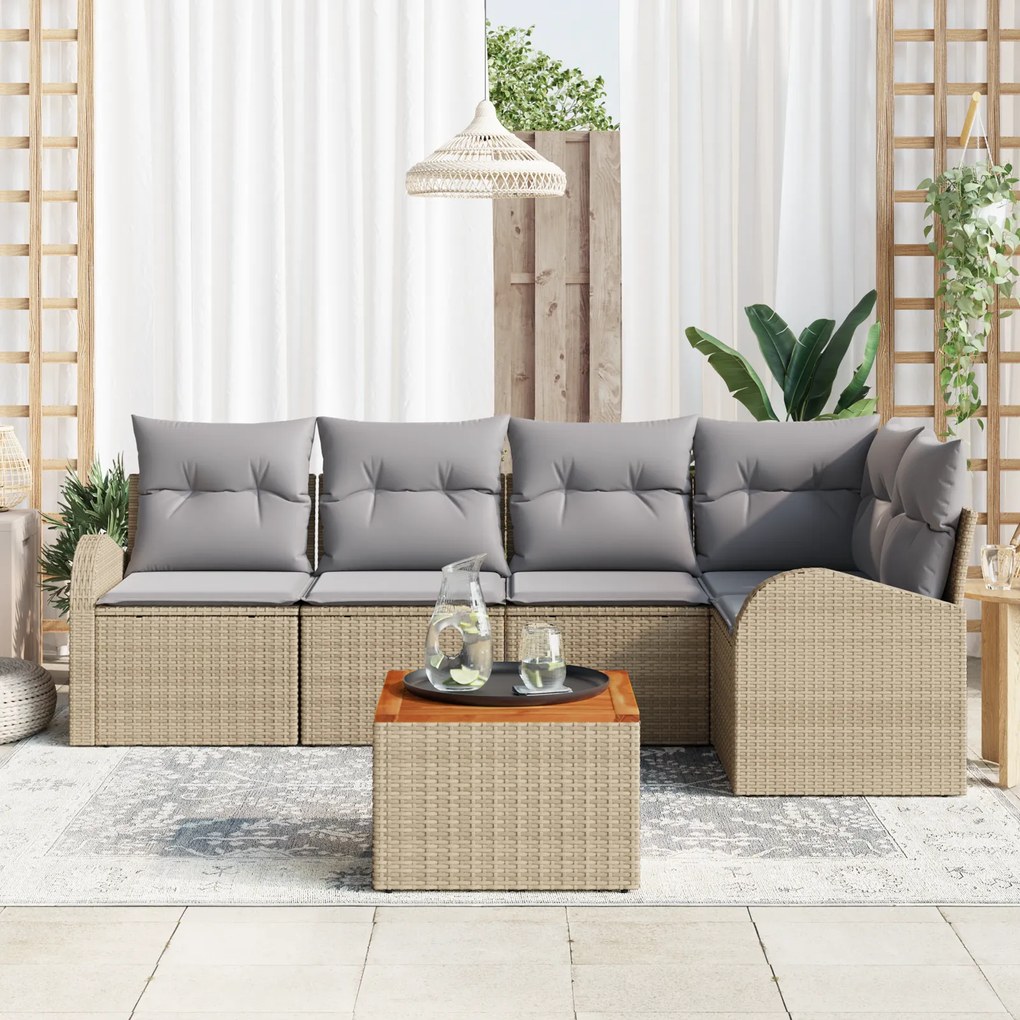 vidaXL Σετ Καναπέ Κήπου 6 pcs Beige, ανοιχτό γκρι Μεγάλο