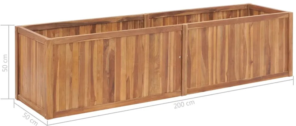 vidaXL Ζαρντινιέρα Υπερυψωμένη 200 x 50 x 50 εκ. από Μασίφ Ξύλο Teak