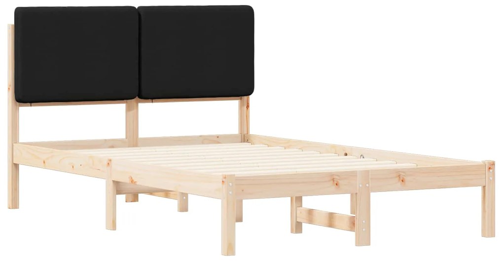 vidaXL Σκελετός Κρεβατιού με Επενδεδυμένο Κεφαλάρι Μαύρο 135 x 190 cm