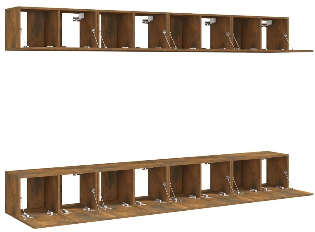 vidaXL Έπιπλα Τηλεόρασης 8 τεμ. Καπνιστή Δρυς 60x30x30εκ. Επεξεργ.Ξύλο