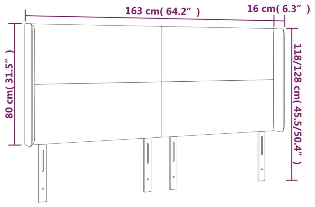 vidaXL Κεφαλάρι Κρεβατιού LED Σκούρο Πράσινο 163x16x118/128 εκ