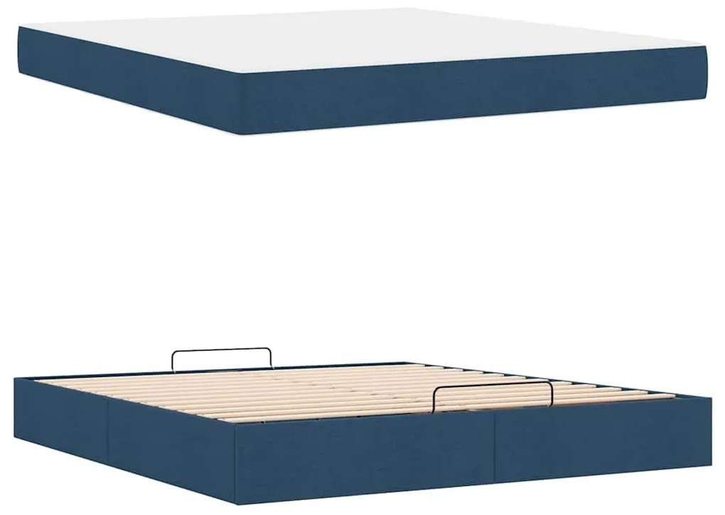 vidaXL Σκελετός Κρεβατιού με αποθήκευση Μπλε 180 x 200 cm ύφασμα