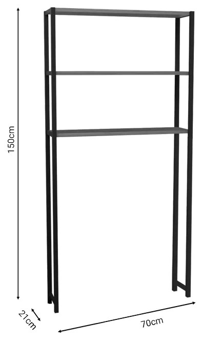 Έπιπλο πλυντηρίου Bothy pakoworld oak-μαύρο μελαμίνης 70x21x150εκ - 321-000027