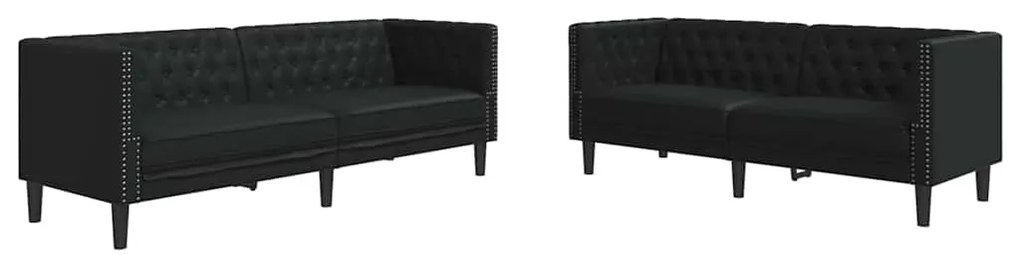 vidaXL Σετ Καναπέ 2 pcs Μαύρο 194 x 74.5 x 70.5 εκ. Τεχνητό δέρμα