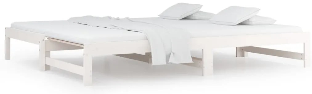 vidaXL Καναπές Κρεβάτι Συρόμενος Λευκός 2x(90x200) εκ. Μασίφ Πεύκο