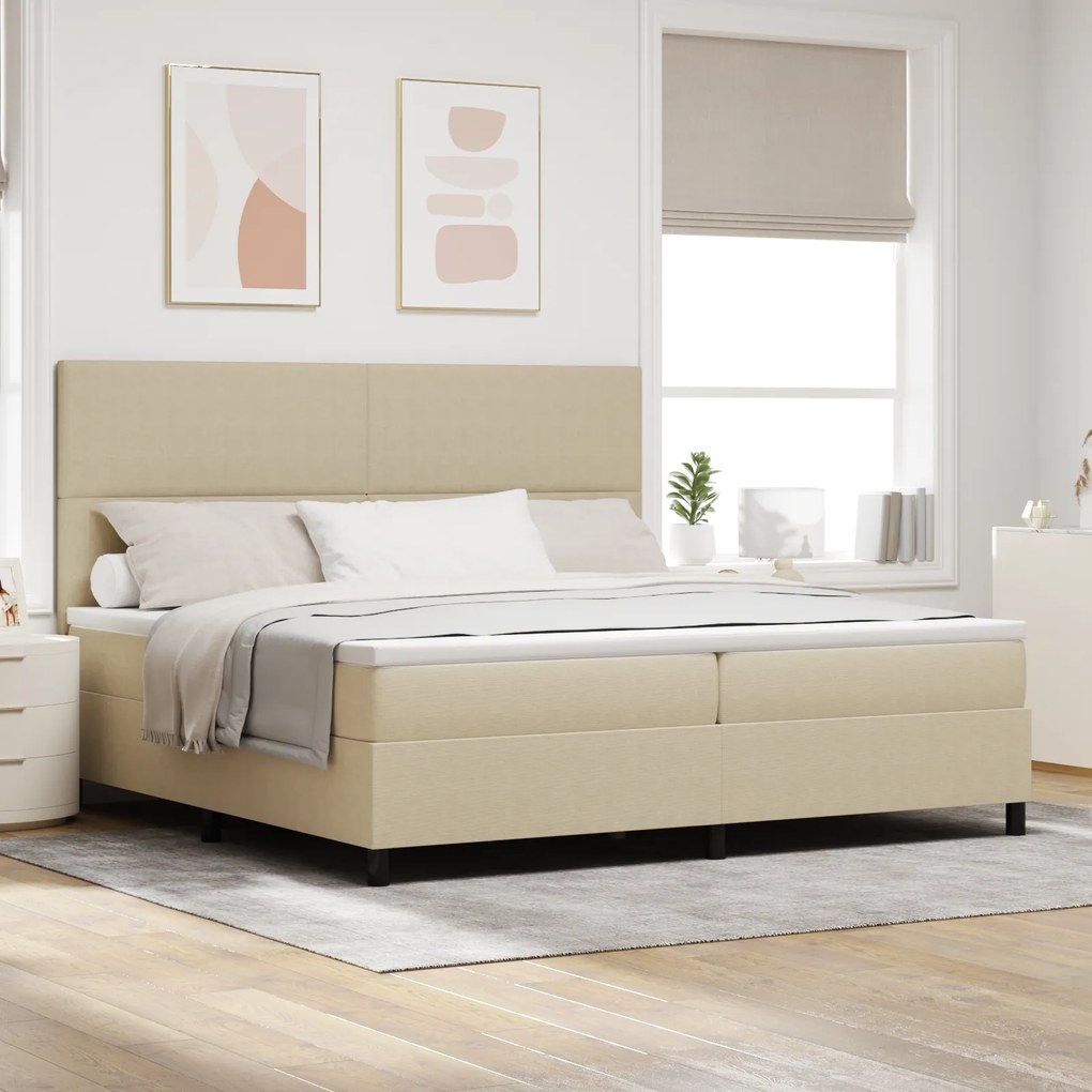 vidaXL Κρεβάτι Box Spring με Στρώμα & LED Φως Γκρί Πράσινο 200x200 εκ. Ύφασμα Σατέν