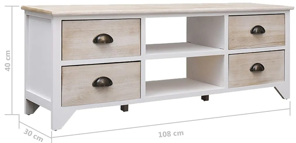 vidaXL Έπιπλο Τηλεόρασης 108 x 30 x 40 εκ. από Μασίφ Ξύλο Παυλώνιας
