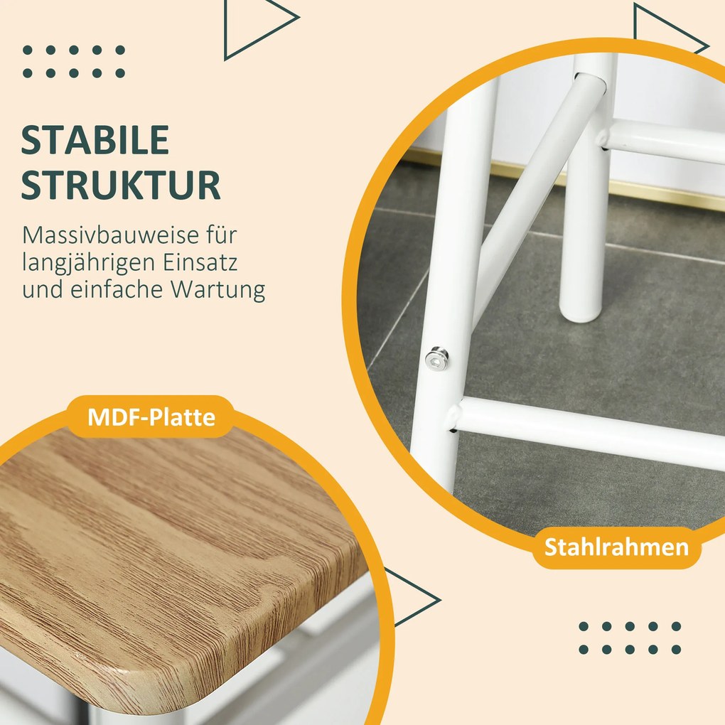 HOMCOM Σετ Μπάρας με 2 Σκαμπό Μπαρ, Τραπέζι Κουζίνας με Ράφι Αποθήκευσης, Τραπέζι Τραπεζαρίας για Τραπεζαρία, Κουζίνα, Λευκό