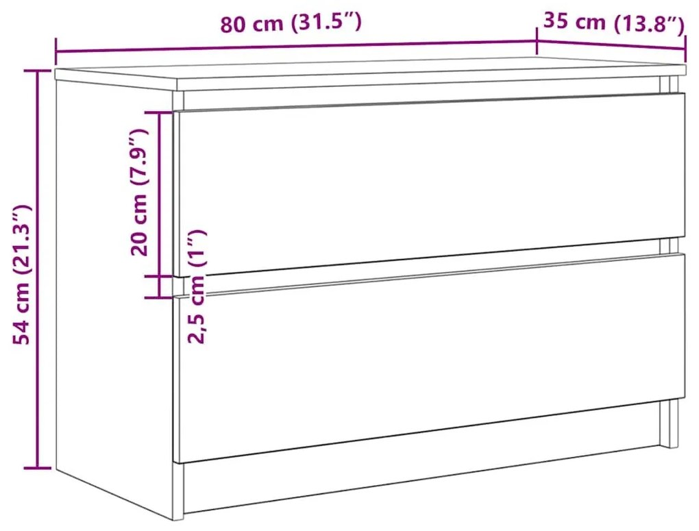 Έπιπλο Τηλεόρασης Γκρι Sonoma 80x35x54 εκ. από Επεξεργ. Ξύλο - Γκρι