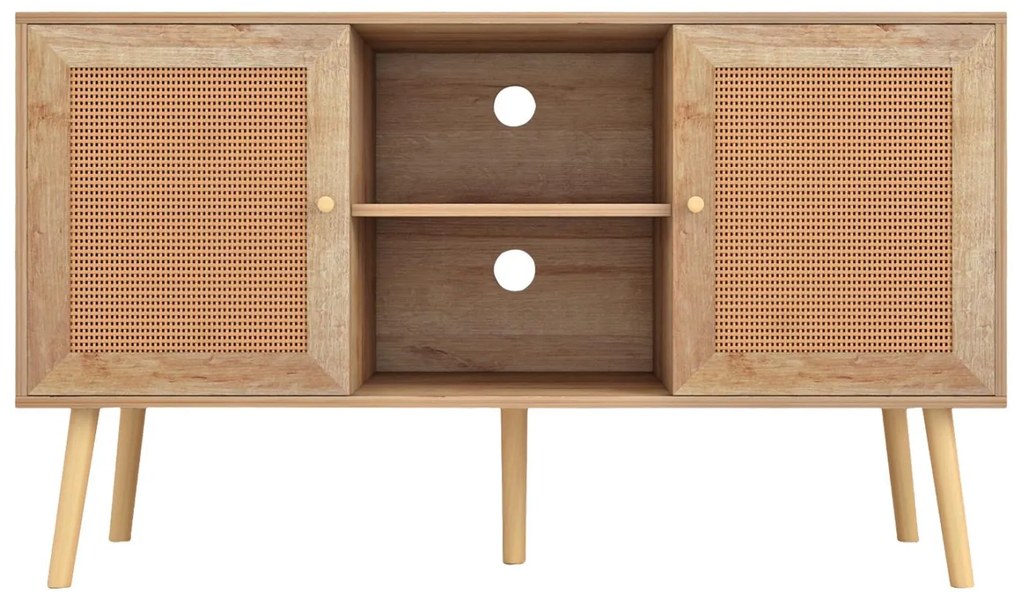 Έπιπλο τηλεόρασης COLM με Πόρτες RATTAN σε Φυσικό 120x39x56,5Υεκ. 120x39x56.5 εκ.