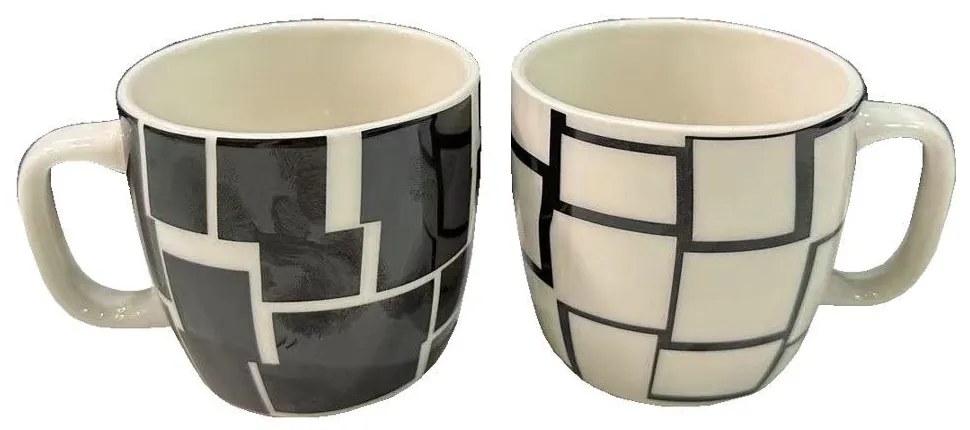 Κούπα Premium New Bone China (Σετ 4Τμχ) 028887 170ml Black-White Πορσελάνη