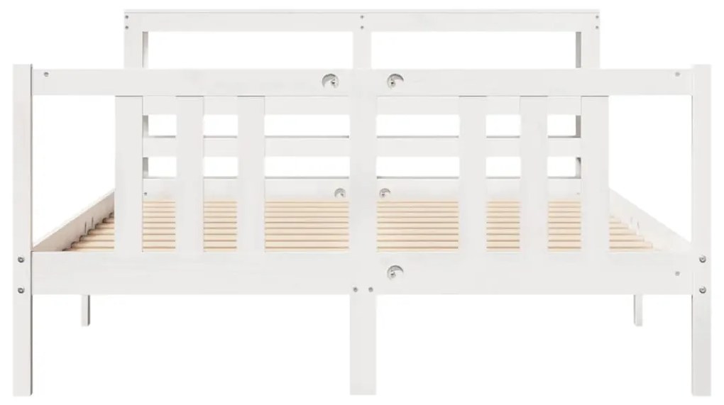 vidaXL Πλαίσιο Κρεβατιού Κεφαλάρι Λευκό 150x200εκ Μασίφ Πεύκο