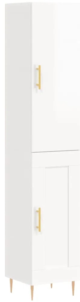 vidaXL Ντουλάπι Γυαλ. Λευκό 34,5 x 34 x 180 εκ. από Επεξεργασμένο Ξύλο