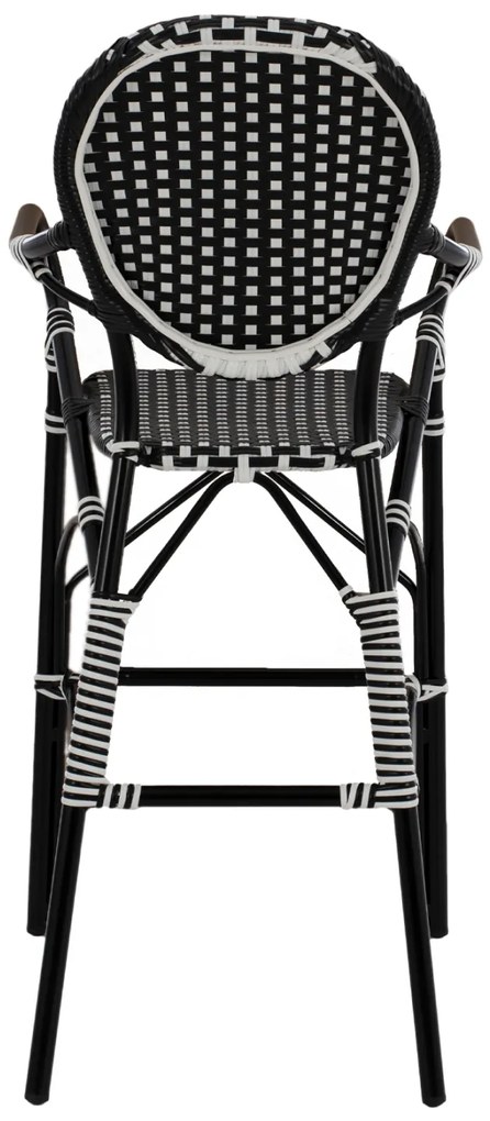 Σκαμπό Αλουμινίου Bamboo Look Με Wicker Μαύρο Λευκό 56x60x126 Εκ.