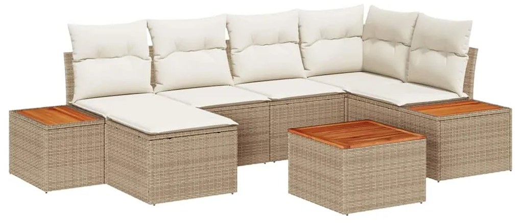 vidaXL Σετ Καναπέ Κήπου 7 pcs μπεζ και κρεμ 264 x 154 x 85 εκ.
