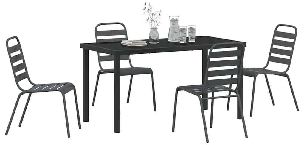 vidaXL Σέτ φαγητού για κήπο 5 pcs Ανθρακί Χάλυβας με επίστρωση πούδρας