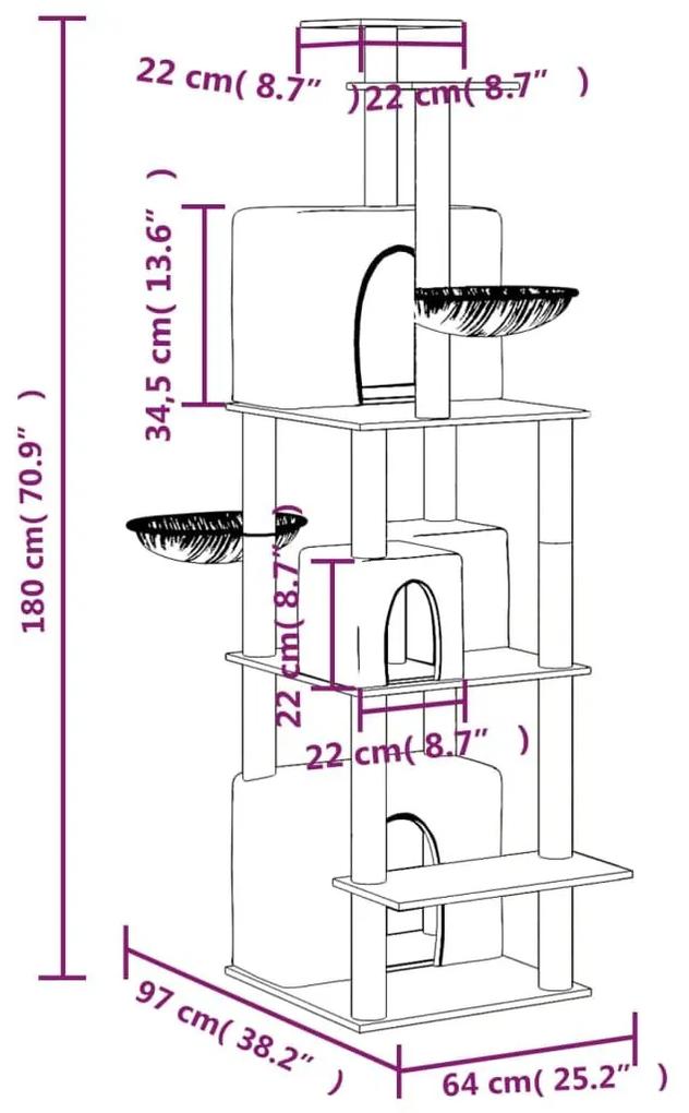 Γατόδεντρο Κρεμ 180 εκ. με Στύλους Ξυσίματος από Σιζάλ - Κρεμ