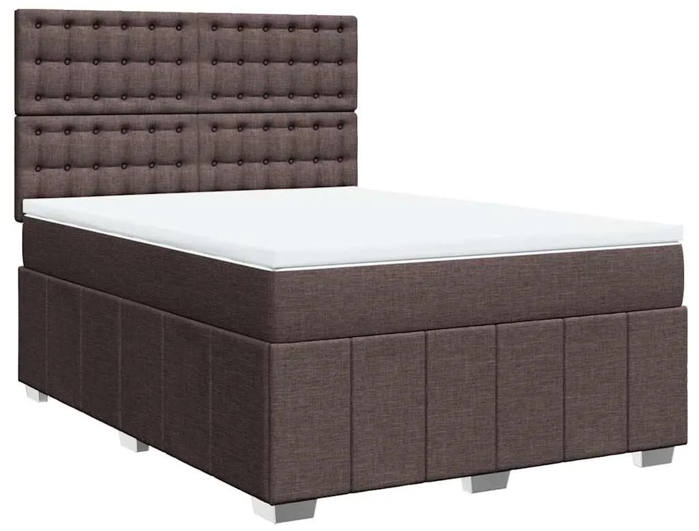 Κρεβάτι Boxspring με Στρώμα Σκούρο Καφέ 140x190 εκ. Υφασμάτινο 3293980