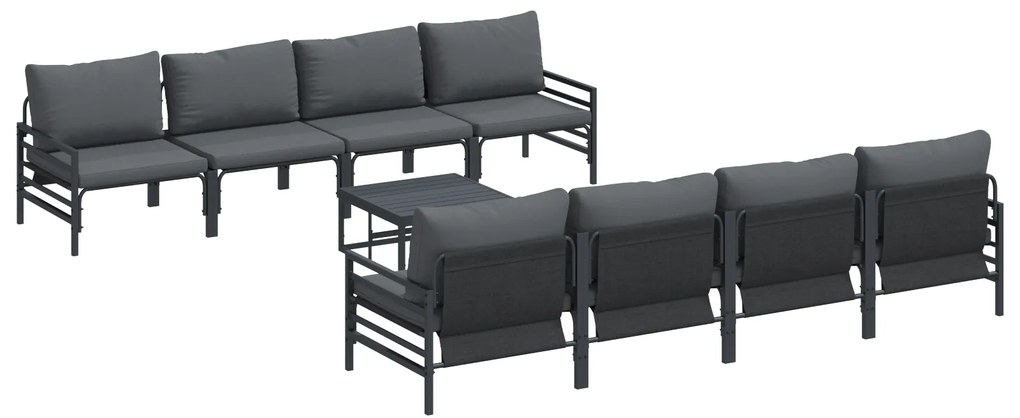 vidaXL Σετ Καναπέ Κήπου με μαξιλάρι με μαξιλάρι 9 pcs Ανθρακί 70 x 70.5 x 31.5 εκ.