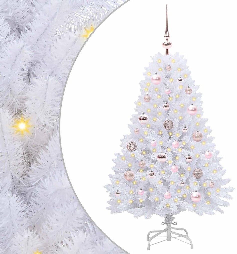 vidaXL Τεχνητό Χριστουγεννιάτικο Δέντρο με Άξονα με βάση Λευκό 120 cm