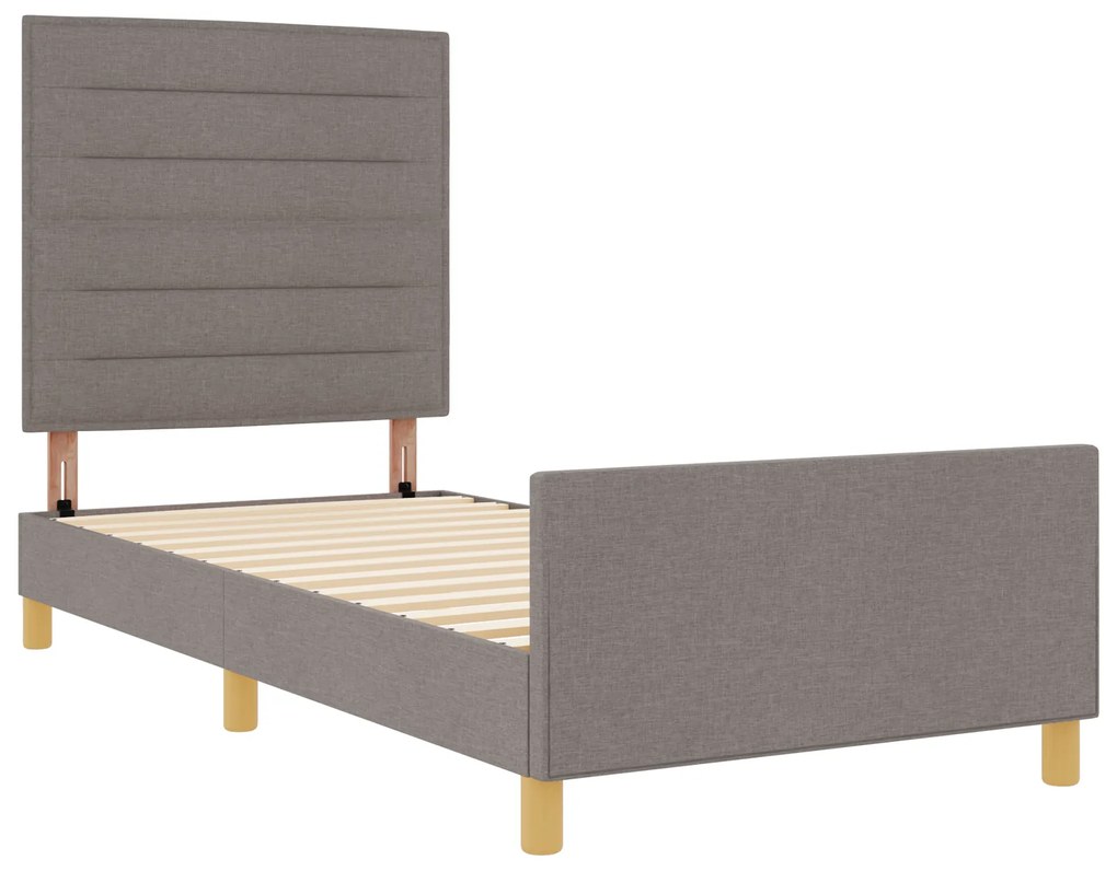 vidaXL Σκελετός Κρεβατιού με κεφαλάρι Taupe 100 x 200 cm ύφασμα