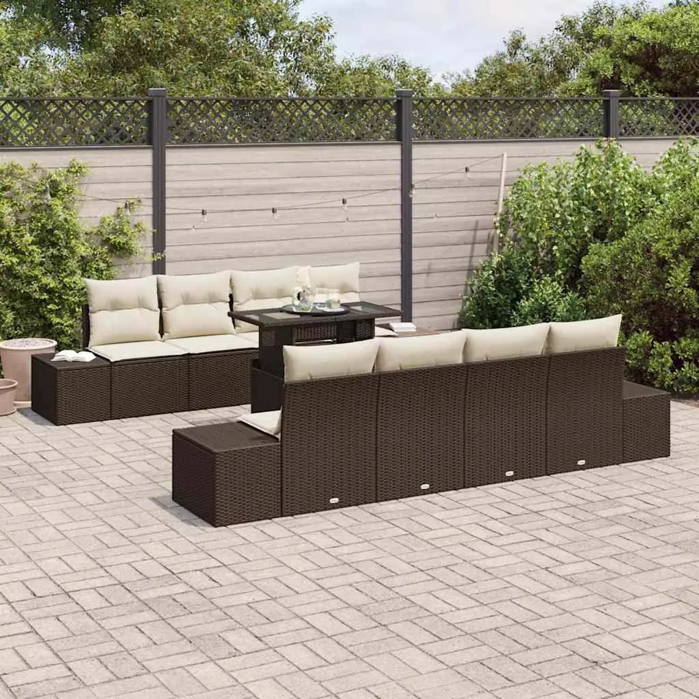 vidaXL Σετ Καναπέ Κήπου 7 pcs Καφέ και κρεμ 100 x 55 x 73 εκ