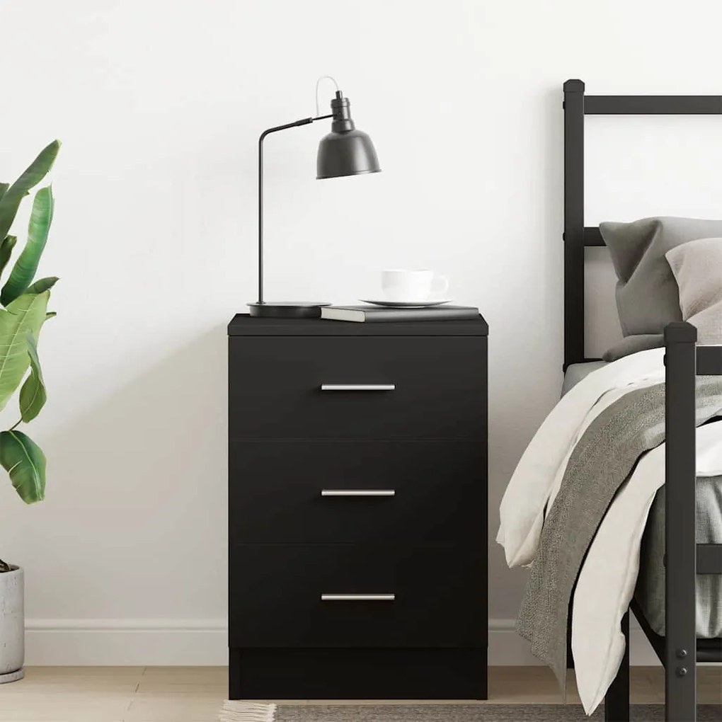 vidaXL Κομοδίνο Μαύρο 38 x 35 x 56 εκ. από Μοριοσανίδα