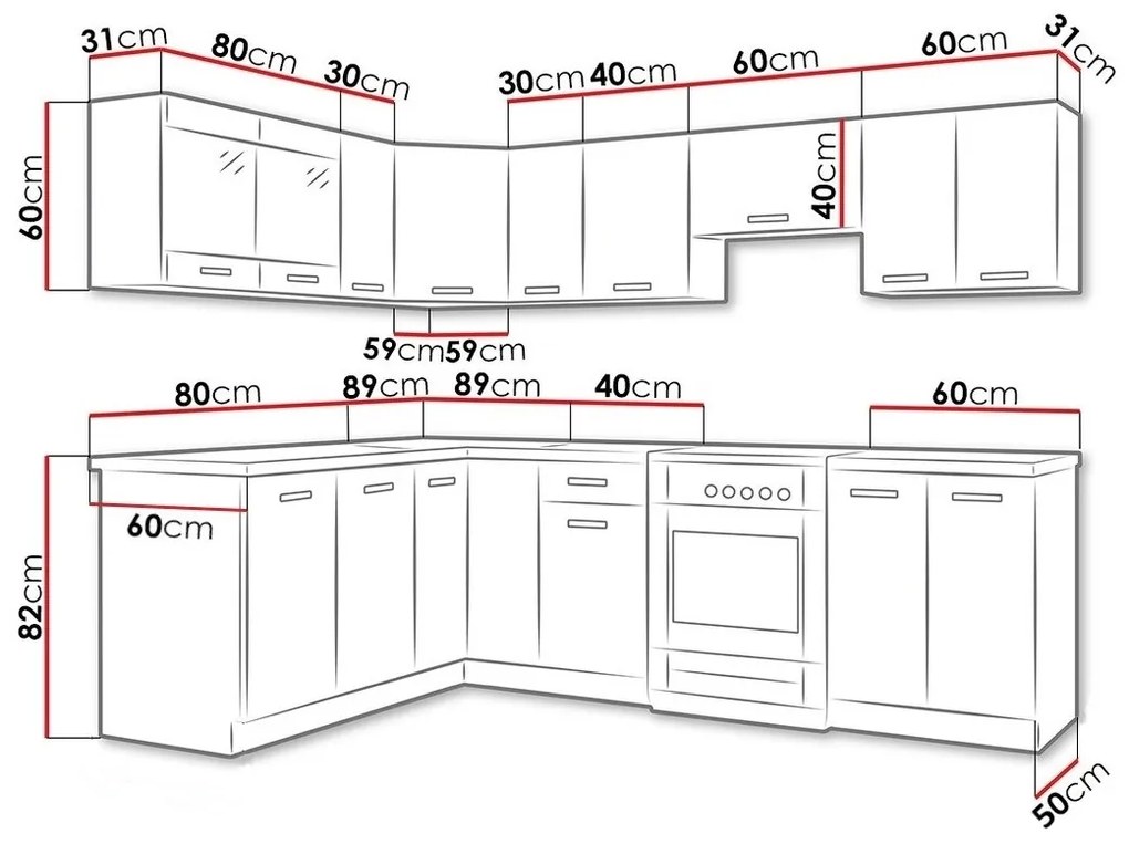 Σετ κουζίνας Tucson 164, 169cm, 206 kg, Πάγκος, Πλαστικοποιημένη μοριοσανίδα, Γωνιακό | Epipla1.gr