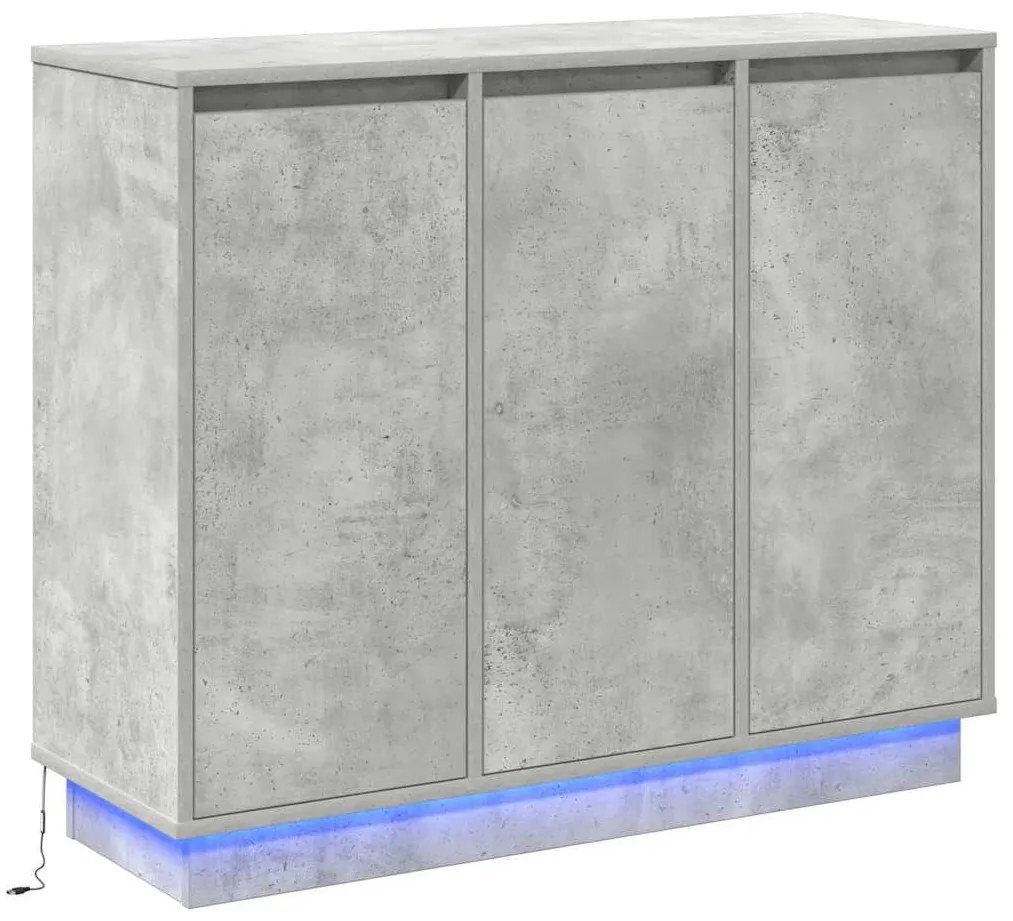 vidaXL Πλευρικό Τραπέζι LED Σκυρόδεμα Γκρι 90 x 32 x 75 εκ.