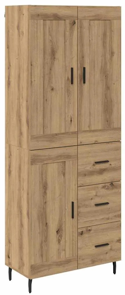 vidaXL Highboard με συρτάρι 2 pcs Artisan Oak Σύνθετο Ξύλο και Γυαλί