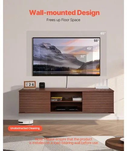VEVOR Floating TV Stand 60&quot; Entertainment Center Adjustable Shelf &amp; Sliding Door