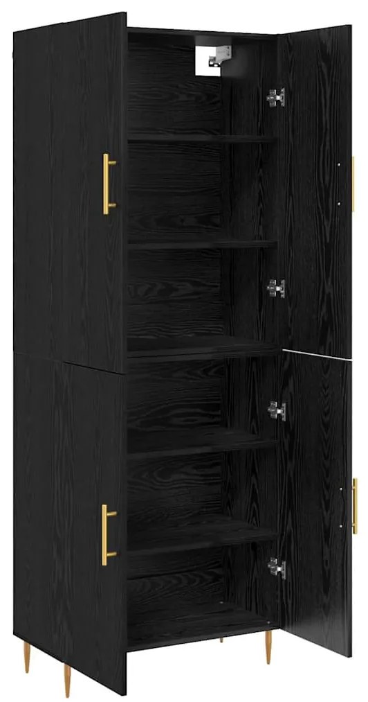 vidaXL Highboard Μαύρη δρυς 69.5 x 34 x 180 εκ. Επεξεργασμένο ξύλο