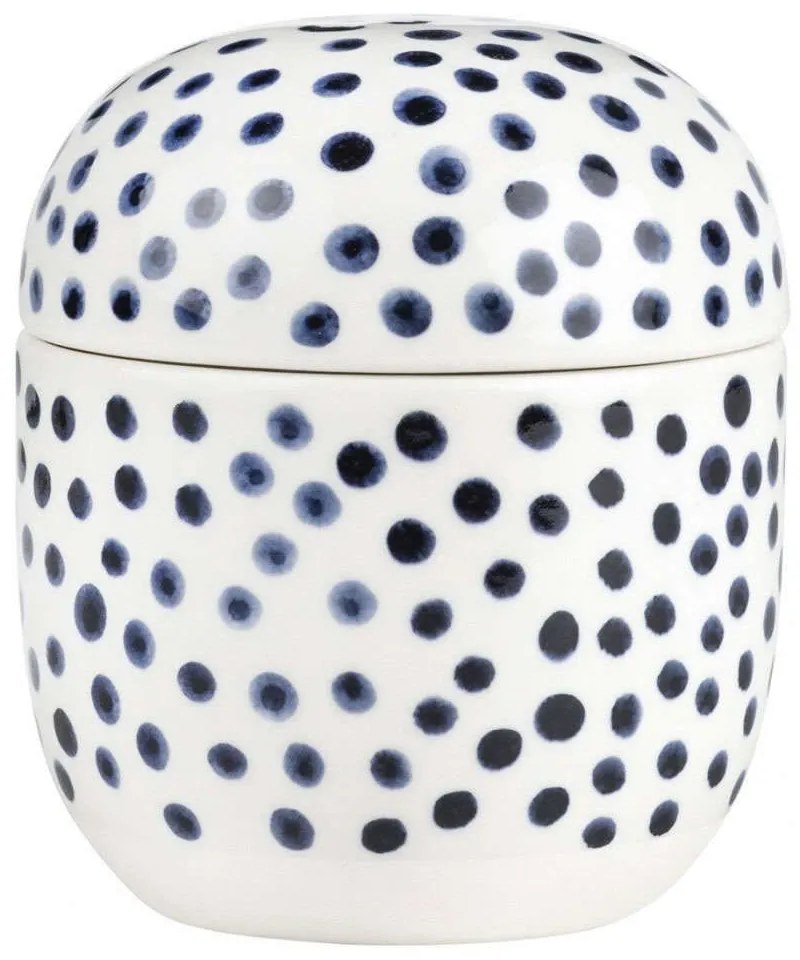 Διακοσμητικό Δοχείο Με Καπάκι Blue Dots LBTRD0015043 10x11,5cm White-Blue Raeder Κεραμικό