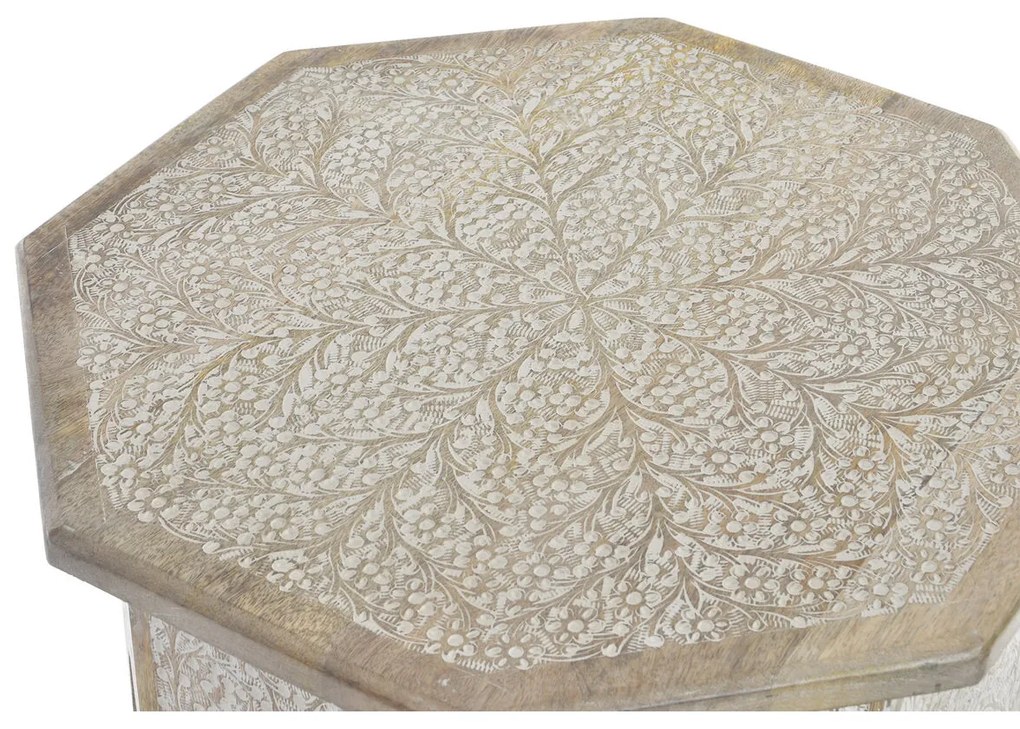 Βοηθητικό Τραπέζι DKD Home Decor 49 x 49 x 53,5 cm Καφέ Λευκό Ξύλο από Μάνγκο