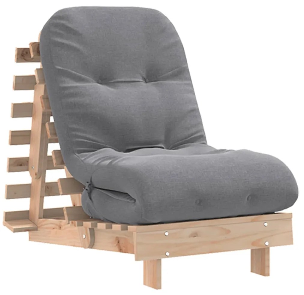 vidaXL Καναπές Κρεβάτι Futon με Στρώμα 60x206x11 εκ. Μασίφ Ξύλο Πεύκου