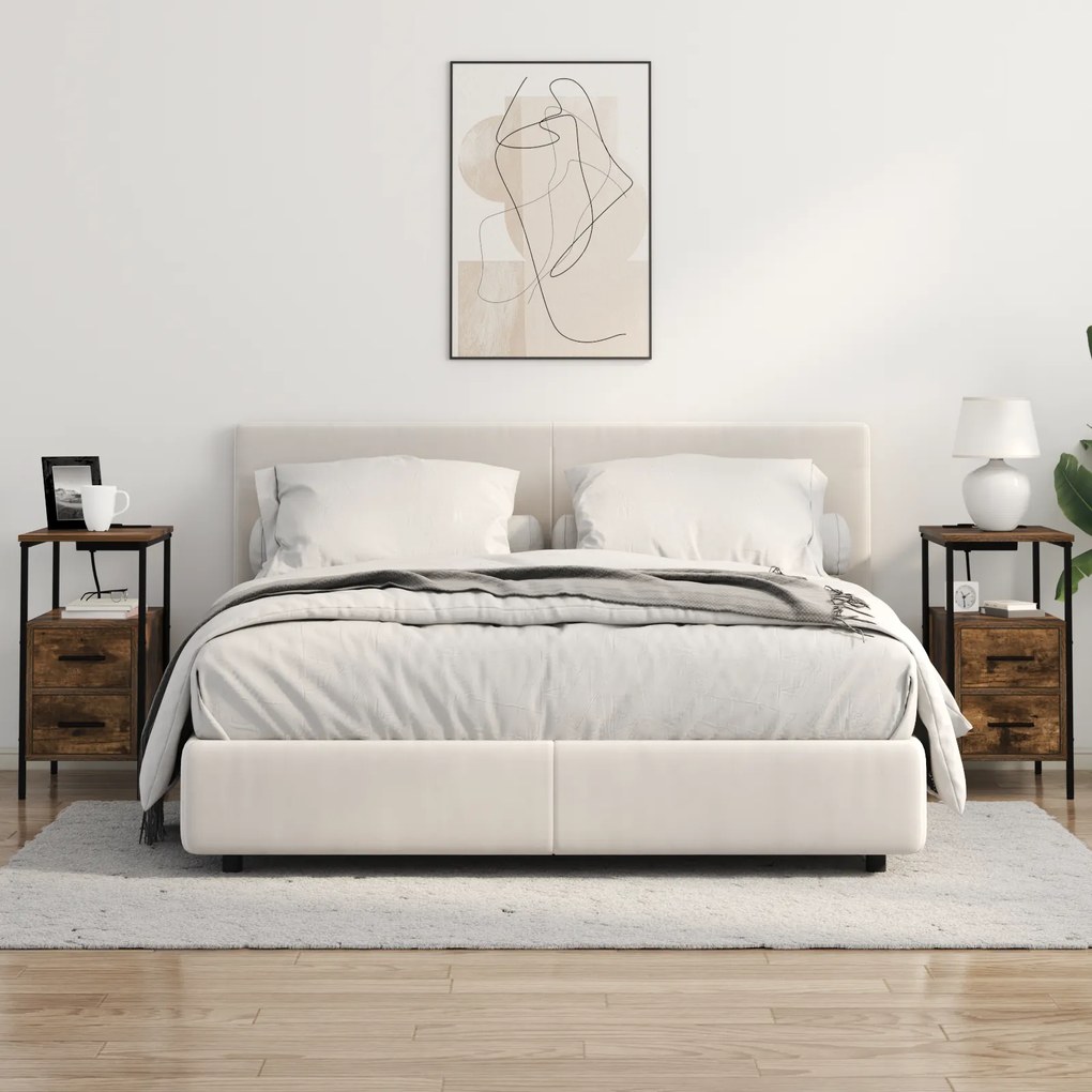 vidaXL Κομοδίνο Καπνιστή δρυς 30 x 48 x 61 εκ Επεξεργασμένο ξύλο