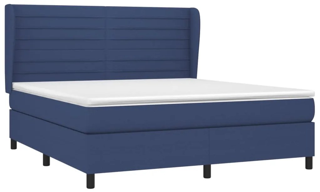 vidaXL Κρεβάτι Boxspring με Στρώμα Μπλε 180x200 εκ. Υφασμάτινο