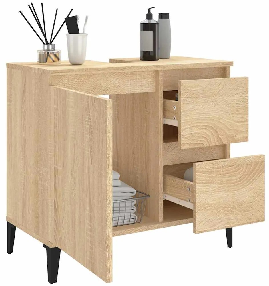 vidaXL Ντουλάπι Μπάνιου Sonoma Δρυς 65x33x60 εκ. Επεξεργασμένο Ξύλο