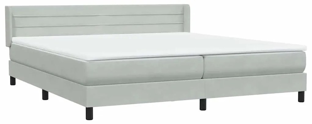 vidaXL Box Spring κρεβάτι με στρώμα ανοιχτό γκρι 180x220 cm Βελούδινο