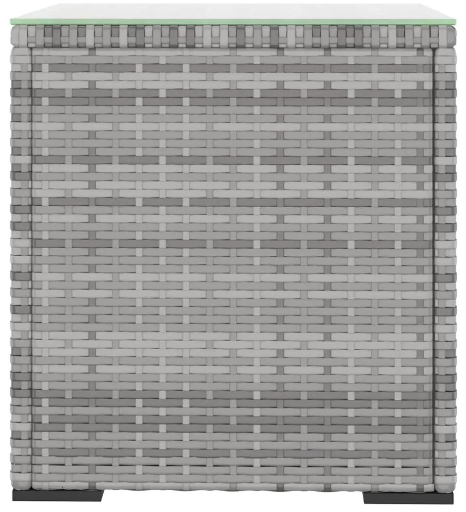 vidaXL Βοηθητικό Τραπεζάκι Γκρι 40x37x40,5εκ Συνθ Ρατάν/ Ψημένο Γυαλί