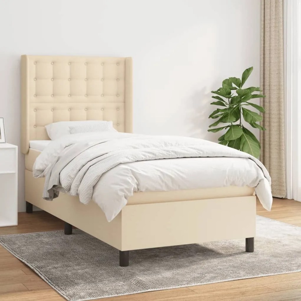 ΚΡΕΒΑΤΙ BOXSPRING ΜΕ ΣΤΡΩΜΑ ΚΡΕΜ 90X190 ΕΚ.ΥΦΑΣΜΑΤΙΝΟ 3131718