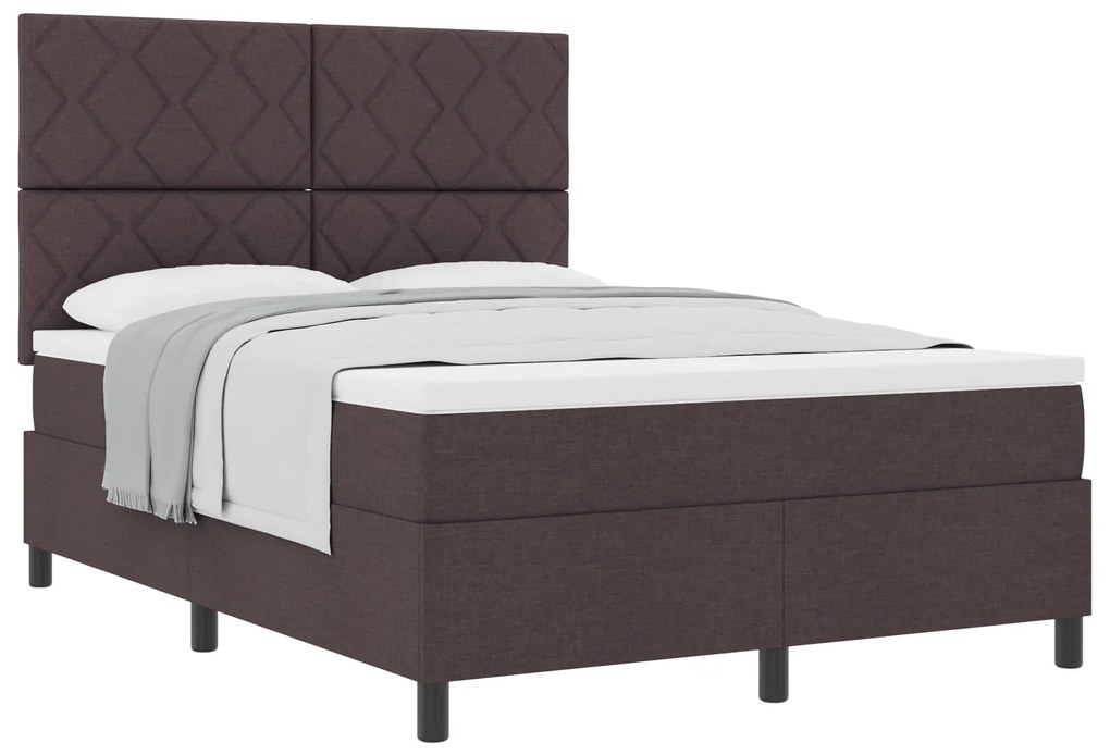 vidaXL Κρεβάτι με Στρώμα Καφέ 140x200 cm Υφασμάτινο