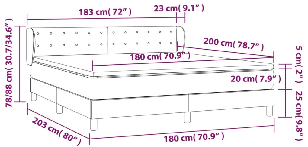 vidaXL Κρεβάτι Boxspring με Στρώμα Λευκό 180x200 εκ. Συνθετικό Δέρμα