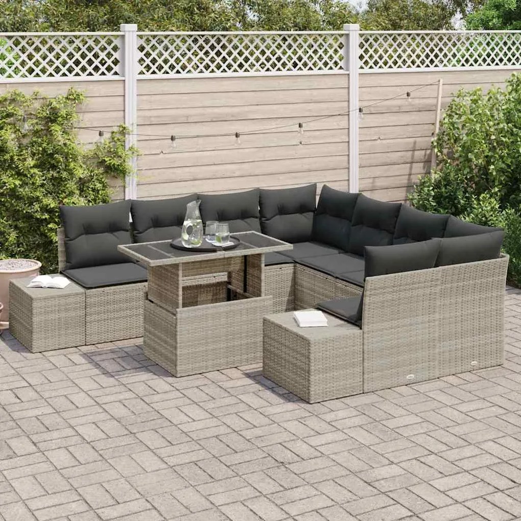 vidaXL Σετ Καναπέ Κήπου 9 pcs Ανοιχτό γκρι 100 x 55 x 73 εκ