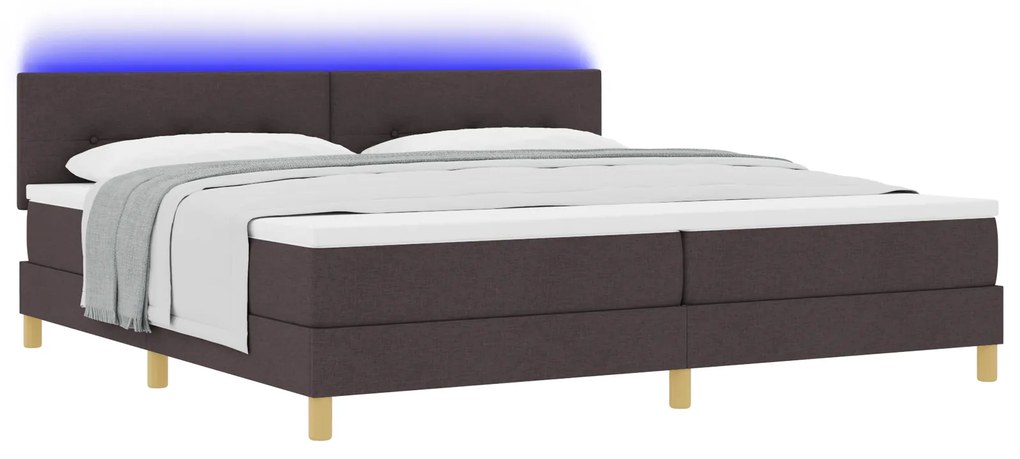vidaXL Box Spring Κρεβάτι με Στρώμα & LED Καφέ 200x200 εκ. Ύφασμα