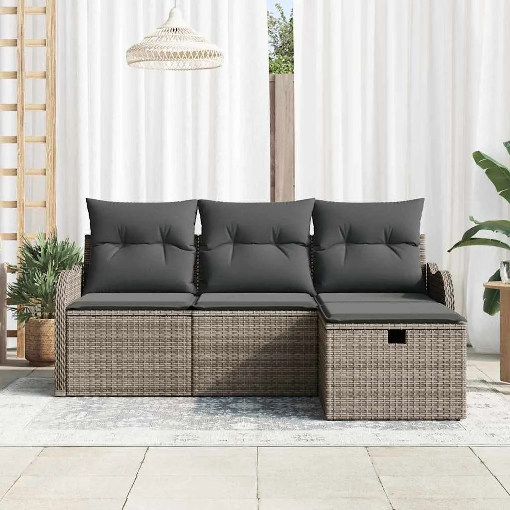 vidaXL Σετ Καναπέ Κήπου 4 pcs Γκρι 176 x 117 x 85 εκ Πολυ ράταν
