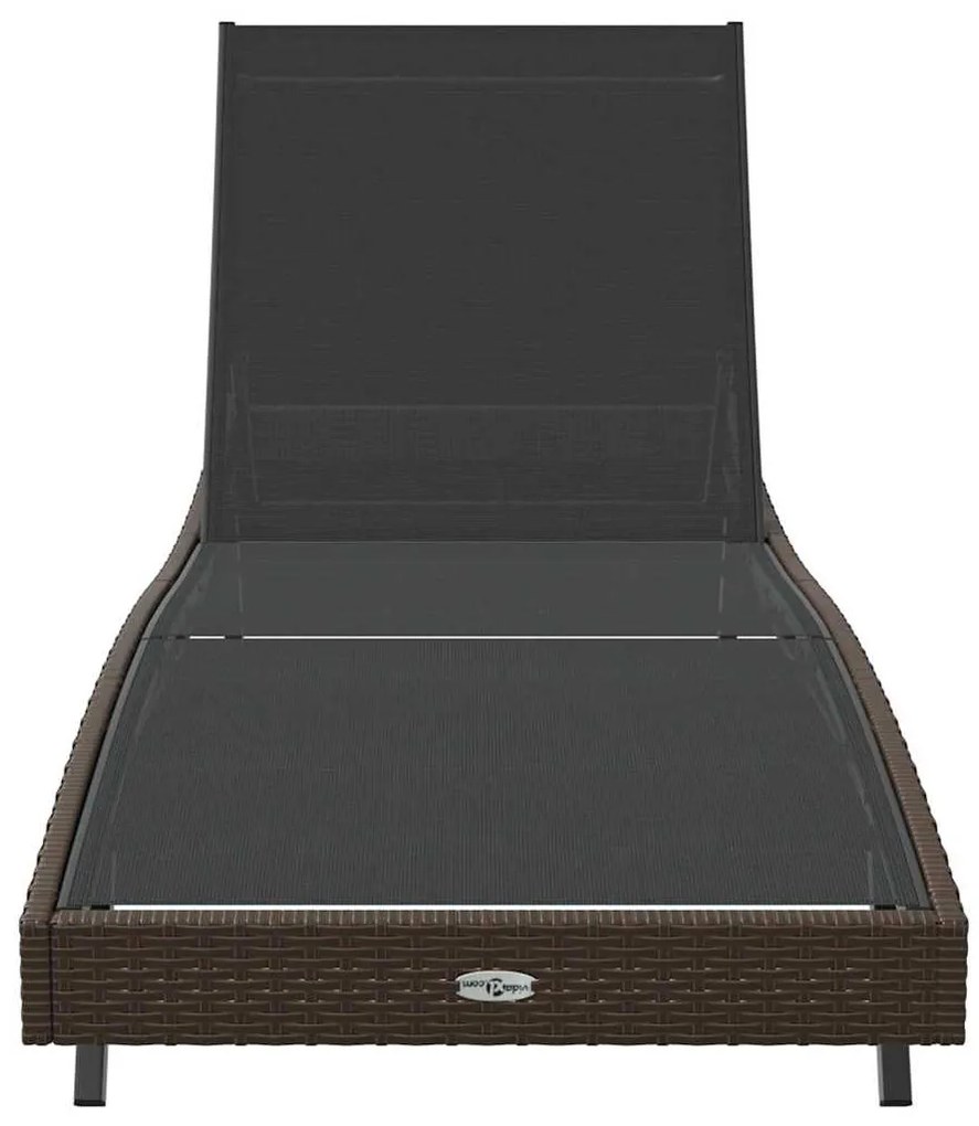 vidaXL Ξαπλώστρα Καφέ 70 x 197 x 82 εκ. Πολυ Ράτταν και Μέταλλο