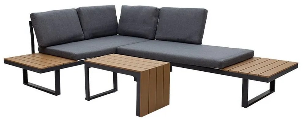 Σαλόνι Κήπου Christie 219-000001 (Σετ 3τμχ) 250x173x76cm Natural-Grey 4 Θέσεων